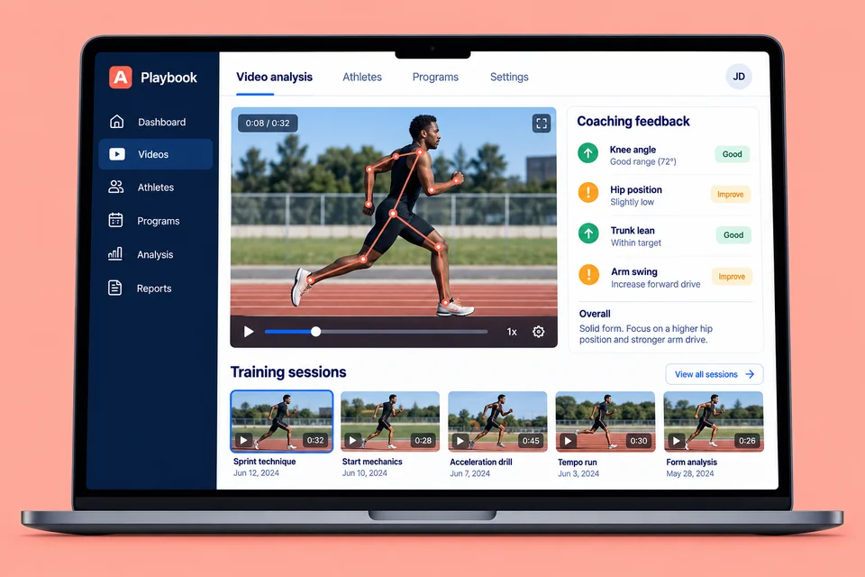 Illustrative web app preview for AI athlete coaching platform